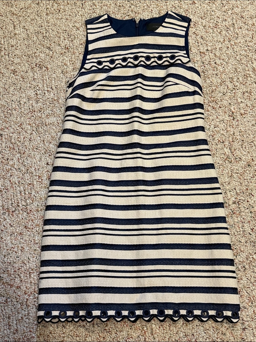 J. Crew Navy and Cream Striped Sleeveless Shift Dress size 2
